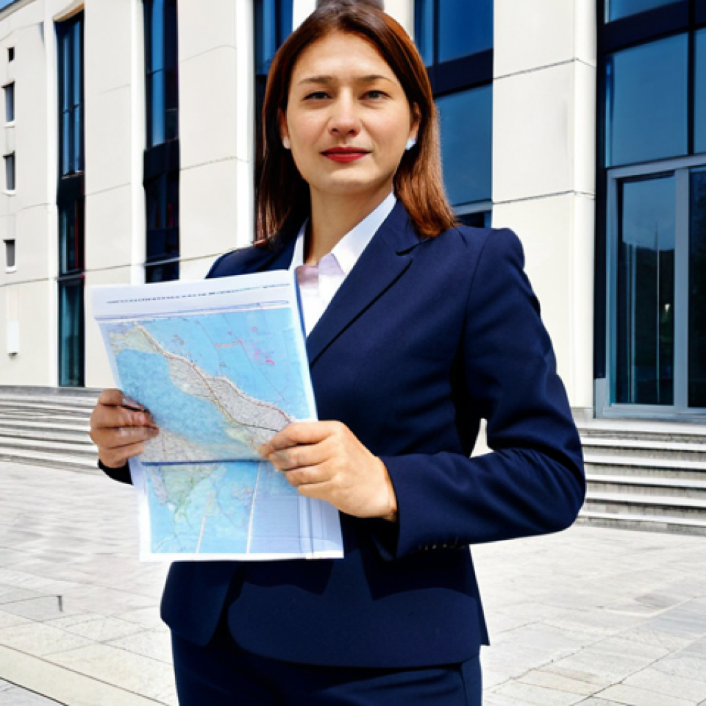 Property Law**

"A professional female lawyer in a modest business suit, standing in front of a modern courthouse in Pristina, holding a legal document. Background shows a cadastral map faintly overlaid. Fully clothed, appropriate attire, safe for work, perfect anatomy, correct proportions, natural pose, professional, high quality, detailed, clear."

**