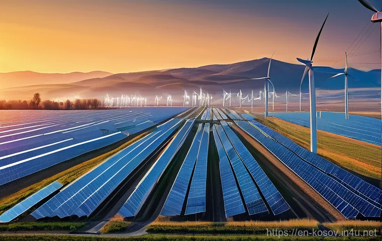 코소보의 에너지 정책 - **Prompt 2: "Kosovo's Green Horizon: Solar and Wind Energy"**
    A vibrant, panoramic landscape vie...