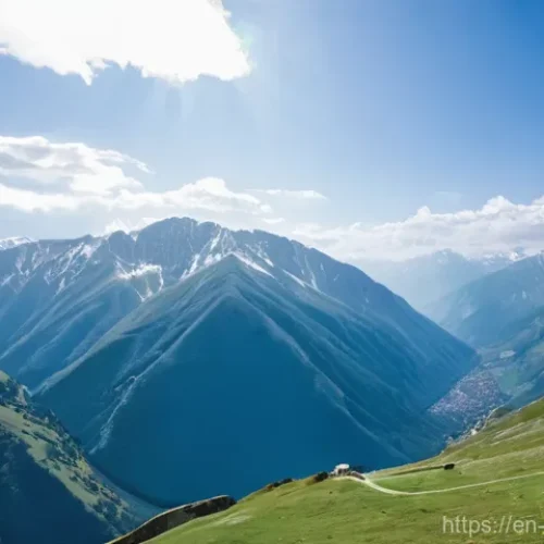 Home 29 코소보에서 패러글라이딩 즐기기 - **"Aerial Grandeur over Kosovo's Rugged Peaks"**: A solo paraglider pilot, wearing a full, colorful ...