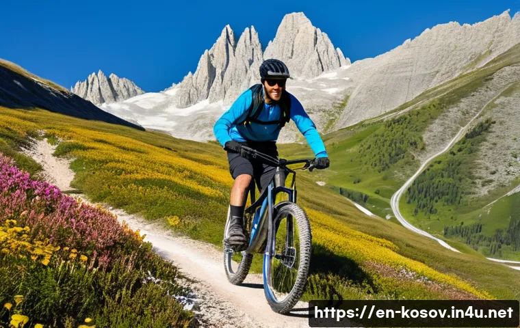 코소보에서 자전거 타기 좋은 곳 - A rugged mountain biker dressed in layered outdoor gear and a helmet rides a mountain bike on a rock...